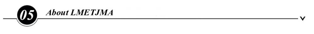 Text 'About LMETJMA' with a bullet point on a white background