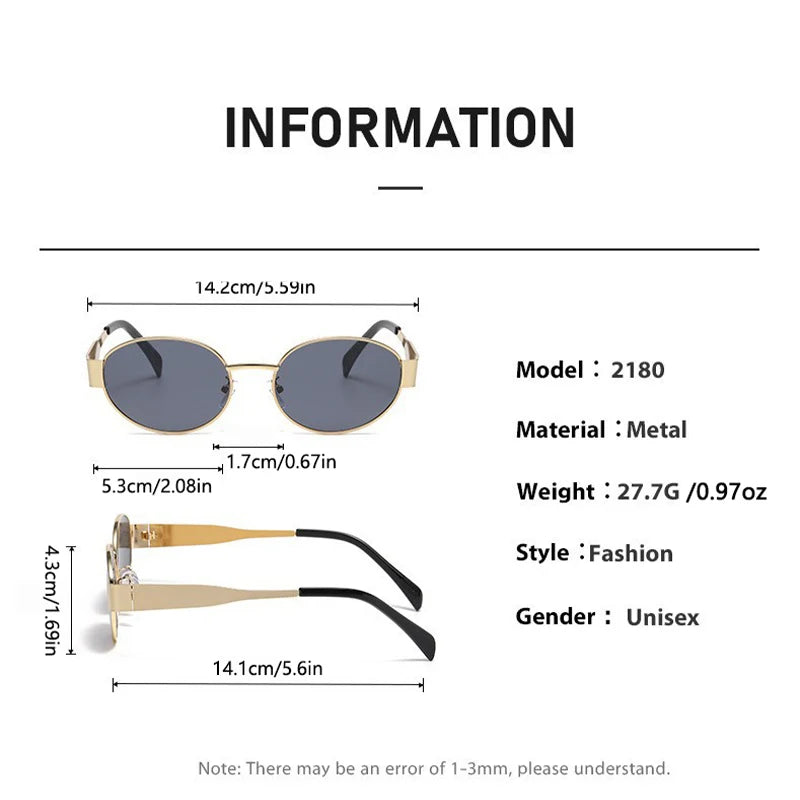 Retro Oval Sunglasses for Women—Metal Frame, Vintage Style, Celebrity Look