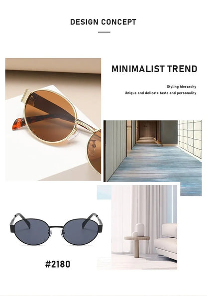 Retro Oval Sunglasses for Women—Metal Frame, Vintage Style, Celebrity Look