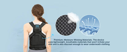 Detailed view of back posture corrector highlighting soft and breathable material texture