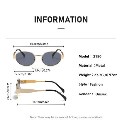 Retro Oval Sunglasses for Women—Metal Frame, Vintage Style, Celebrity Look