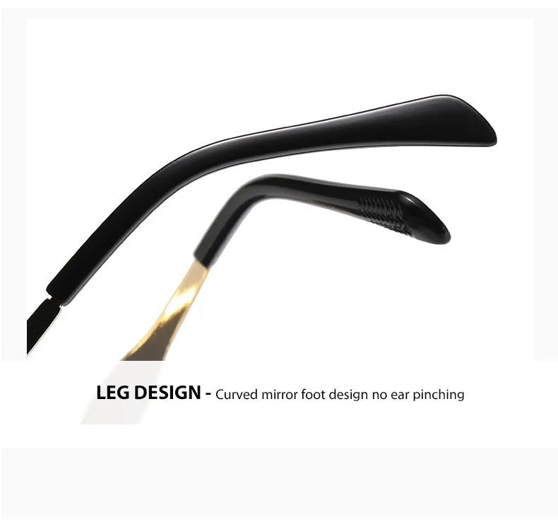 Stylish black curved sunglasses arm – women’s retro fashion detail on white backdrop