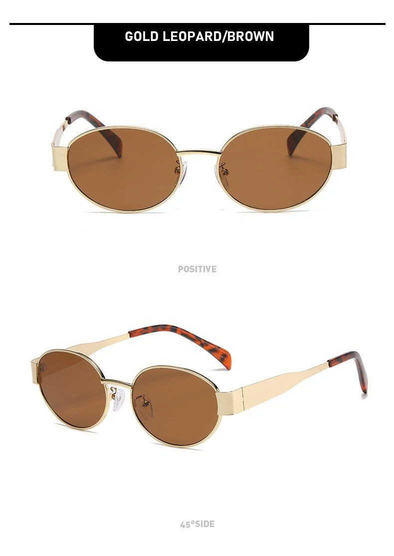 Vintage gold-frame sunglasses with brown lenses – women’s retro fashion and UV protection