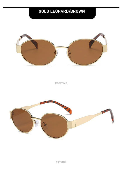 Vintage gold-frame sunglasses with brown lenses – women’s retro fashion and UV protection
