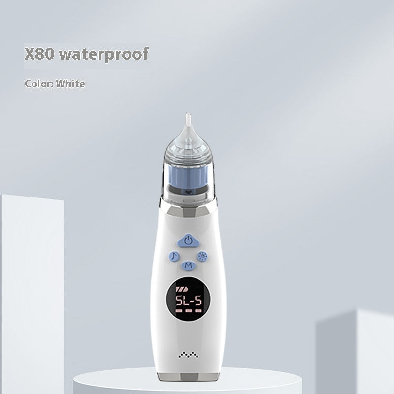 
"White electronic device featuring a digital display screen, placed on a light gray background, suitable for home or baby care use."